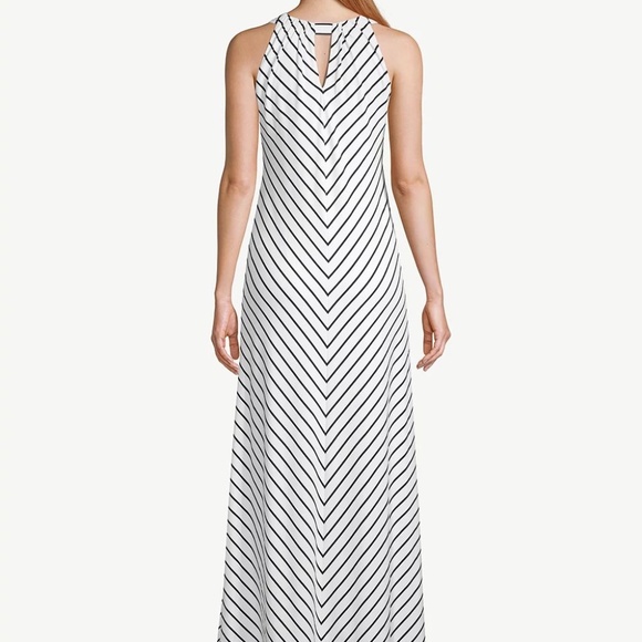 Chico’s Sleeveless Halter-Neck Striped Maxi Dress EUC - Picture 2 of 7
